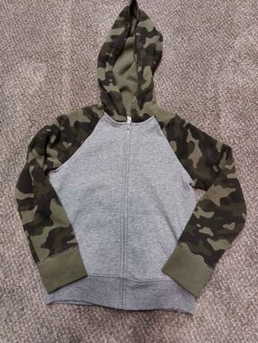 Kids jumping beans Gray Hoodie with Camouflage Sleeves